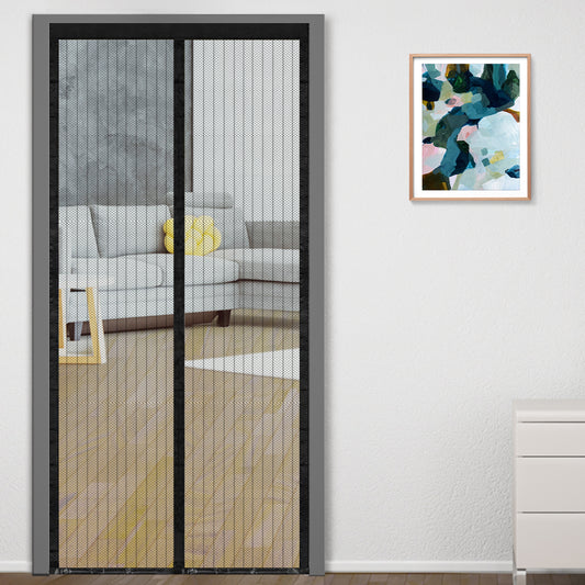 Polyester Magnetic Mosquito Net for Door - Black