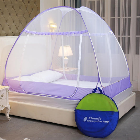 Premium Mosquito Net for Double Bed/King Size with Three Door opening(200x200x145cms)-Blue/Pink/Purple - Purple