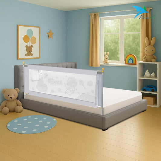 Bed Railing- Astronaut Print - Gray