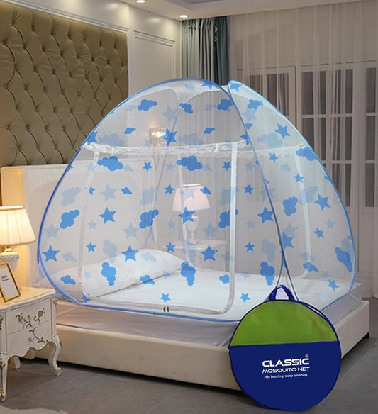 Mosquito Net for Double Bed/King Size (200x200x145cms)- Cloud Net- Blue