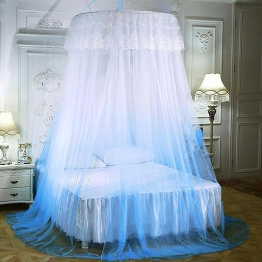 Mosquito Net for Double Bed | Super King Size 2 in 1 Coloured Machardani- Blue