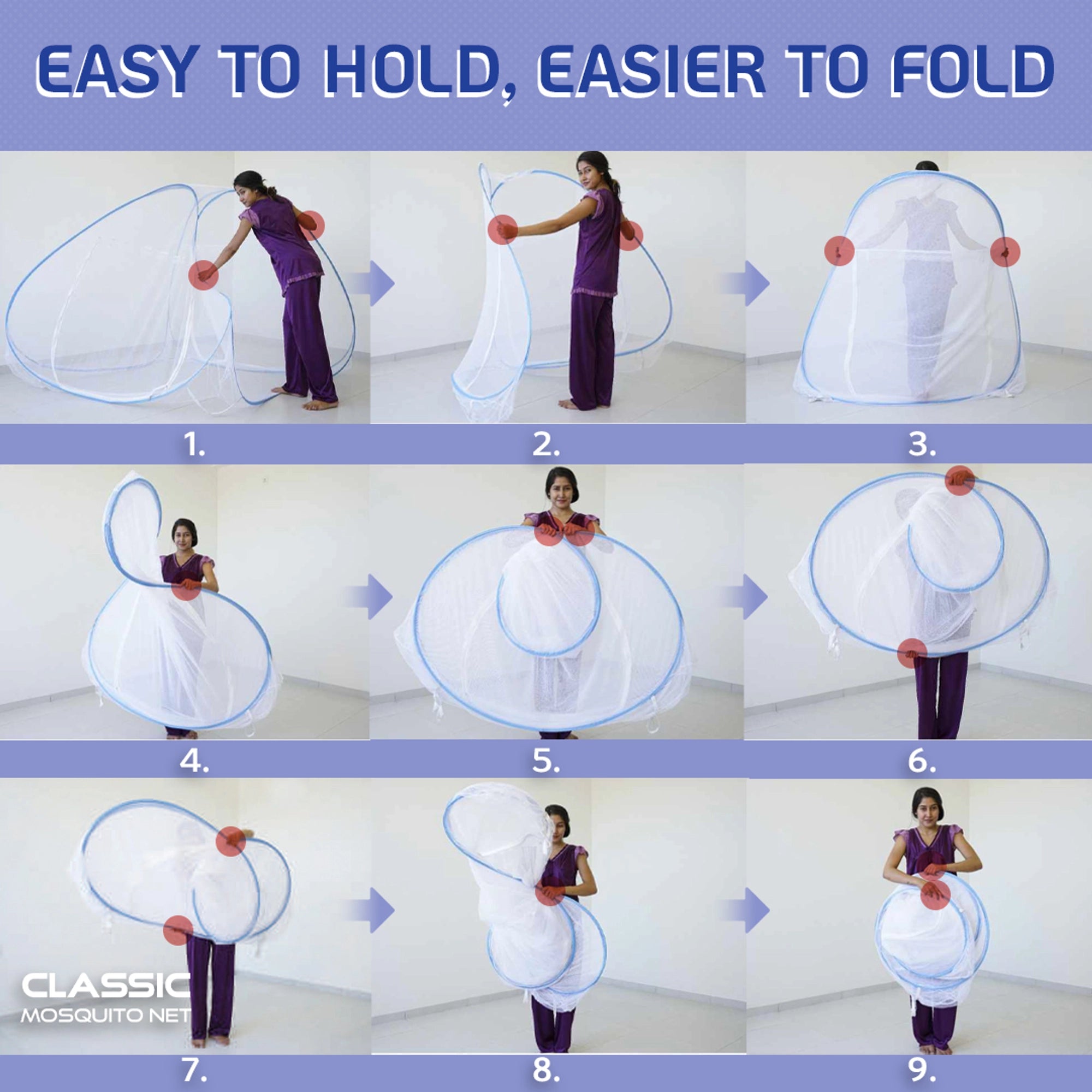 Mosquito Net for Double Bed/Queen Size(200x170x140cms)- Blue