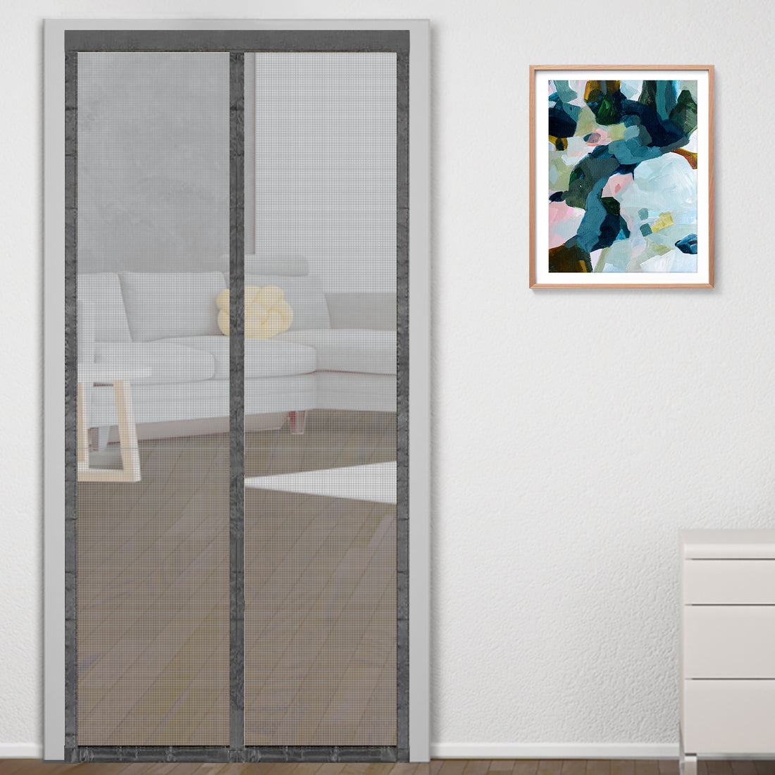 Grey Fiberglass Magnetic Mosquito Net for Door