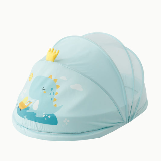 Mosquito Net for baby|2 in 1 Bed net for Infants |Dino print| (0-12months)- Sky blue