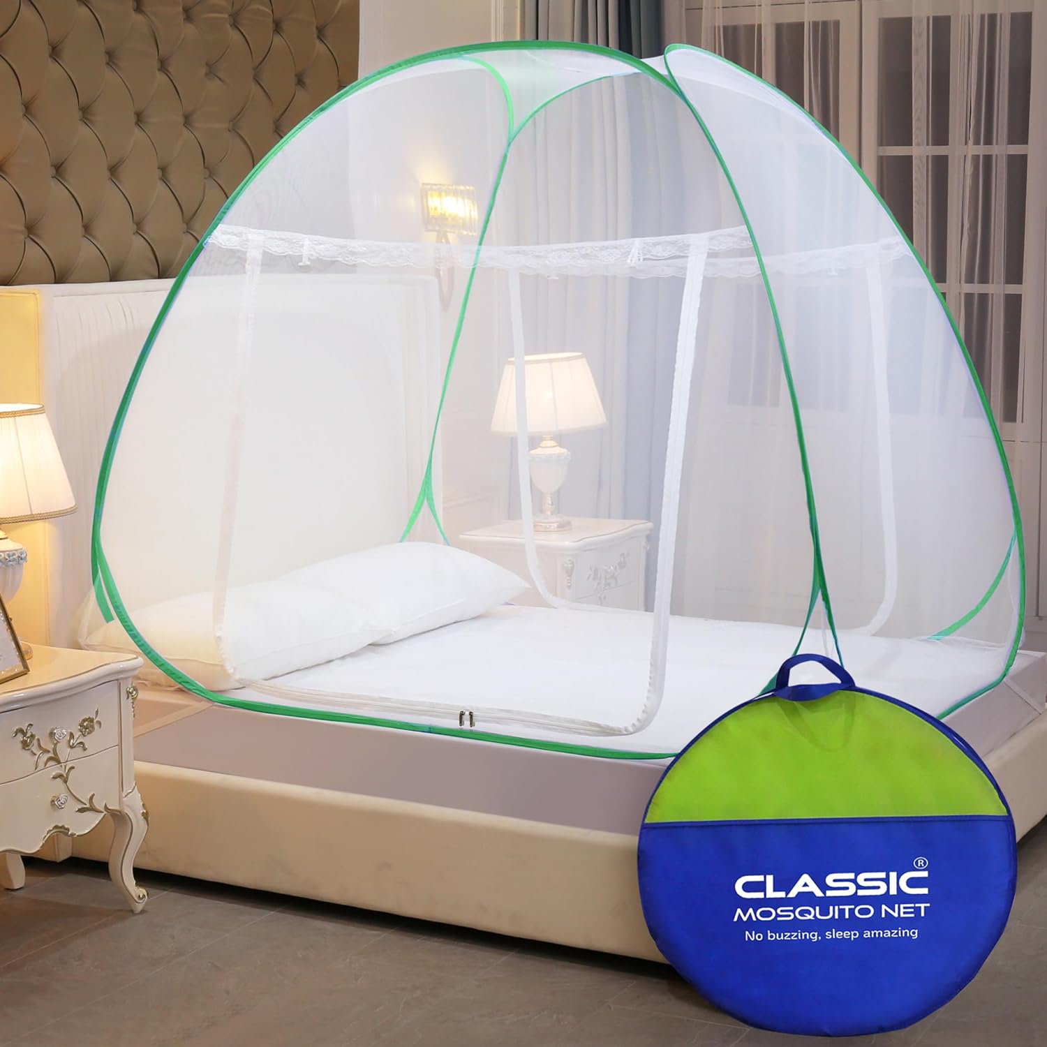 Mosquito Net for Double Bed/King Size(200x200x145cms)- Green