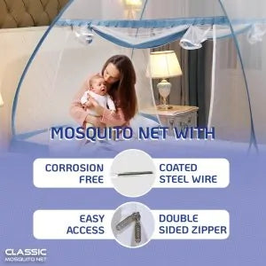 Premium Mosquito Net for Double Bed King Size with 3 Doors (200 x 200 x 145 cm)