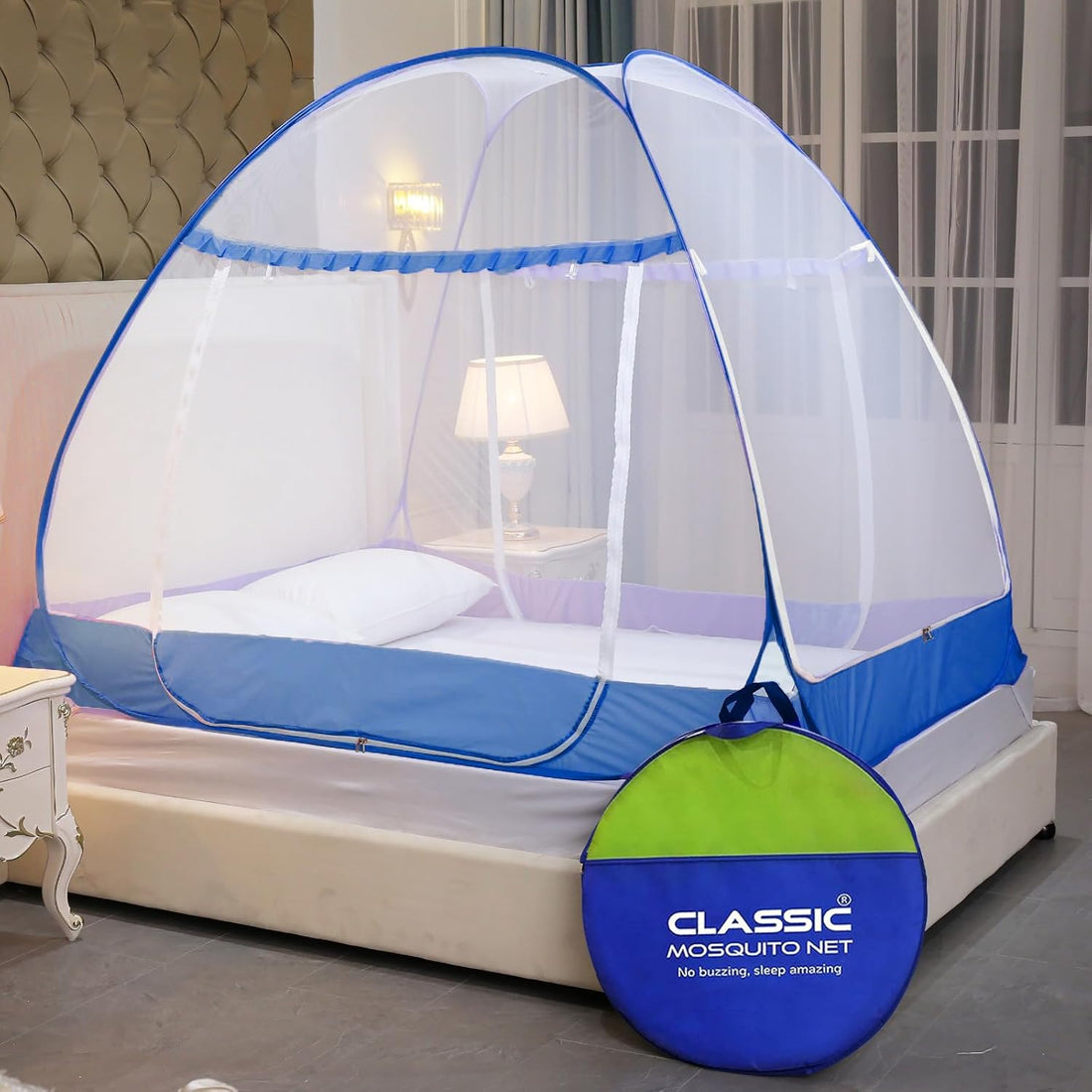 Premium Mosquito Net for Double Bed King Size with 3 Doors (200 x 200 x 145 cm)