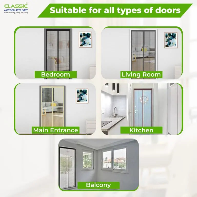 Grey Fiberglass Magnetic Mosquito Net for Door