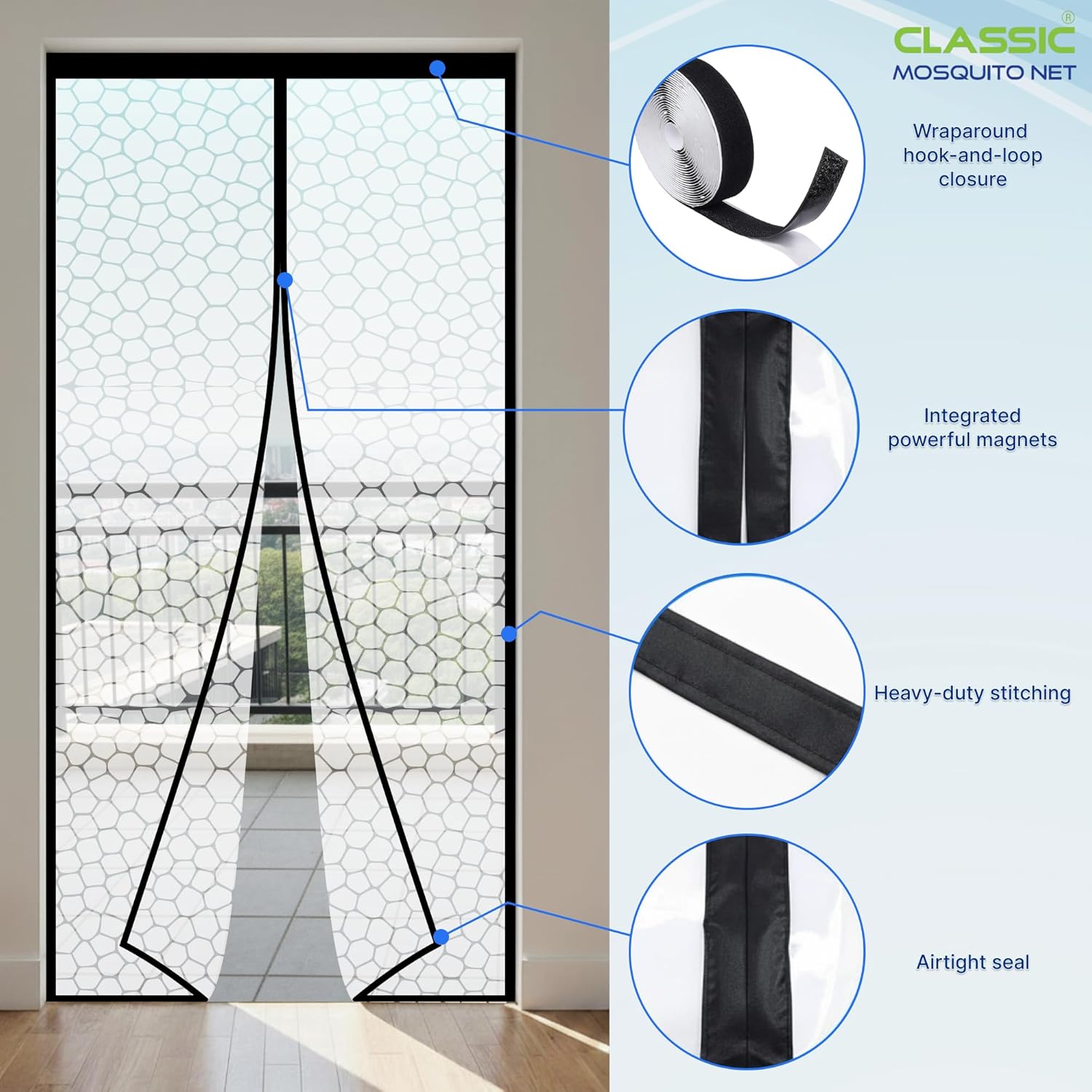AC Curtain Magnetic by Classic Mosquito Net|Thermal Insulated Screen - Customizable Polyester Net (Made-to-Order: Non-Returnable)