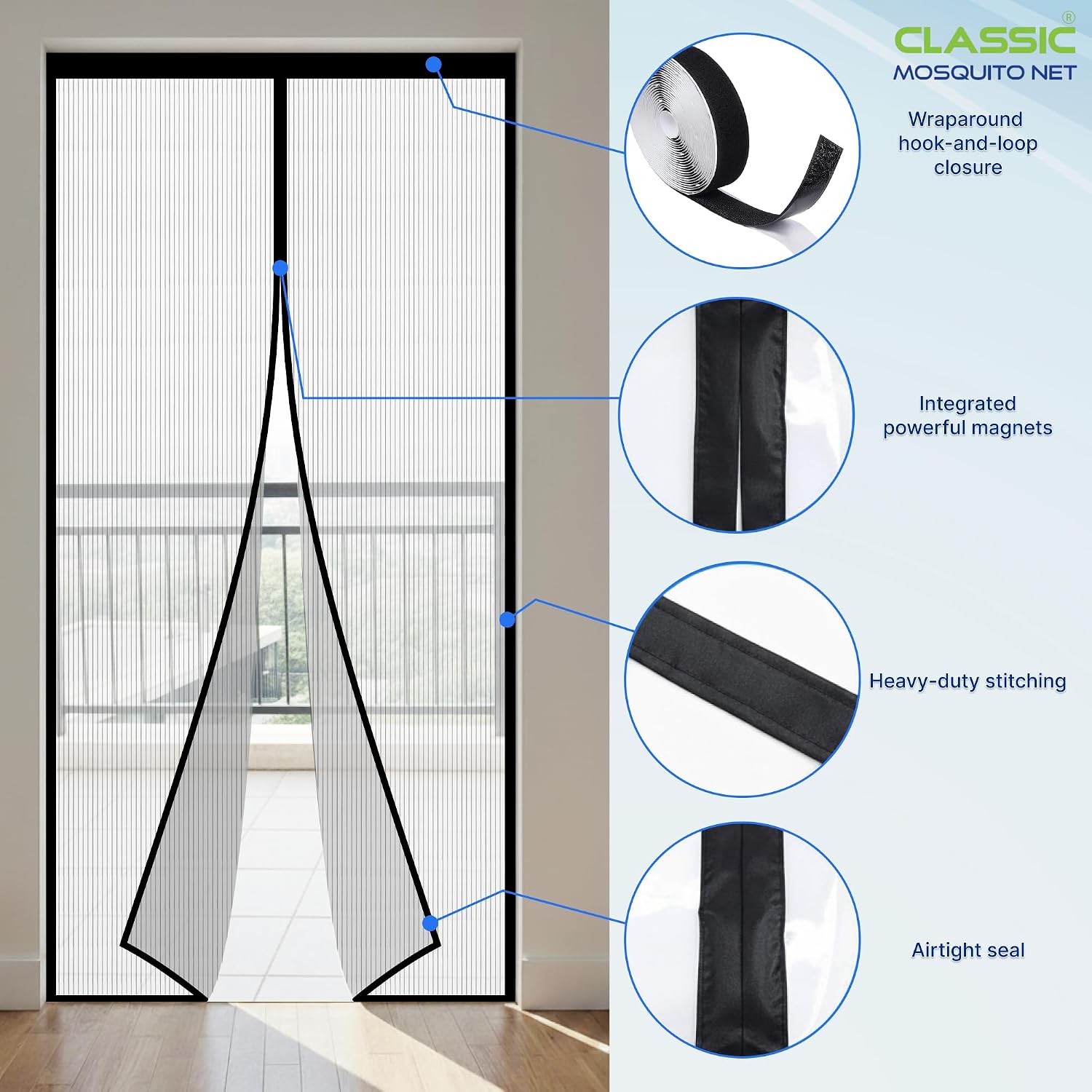 AC Curtain Magnetic by Classic Mosquito Net|Thermal Insulated Screen|Translucent Ribbed Design|Insect,Pest,Pollen & Pollution Control|Privacy&Dust Shield for Door & Home,Energy Saving