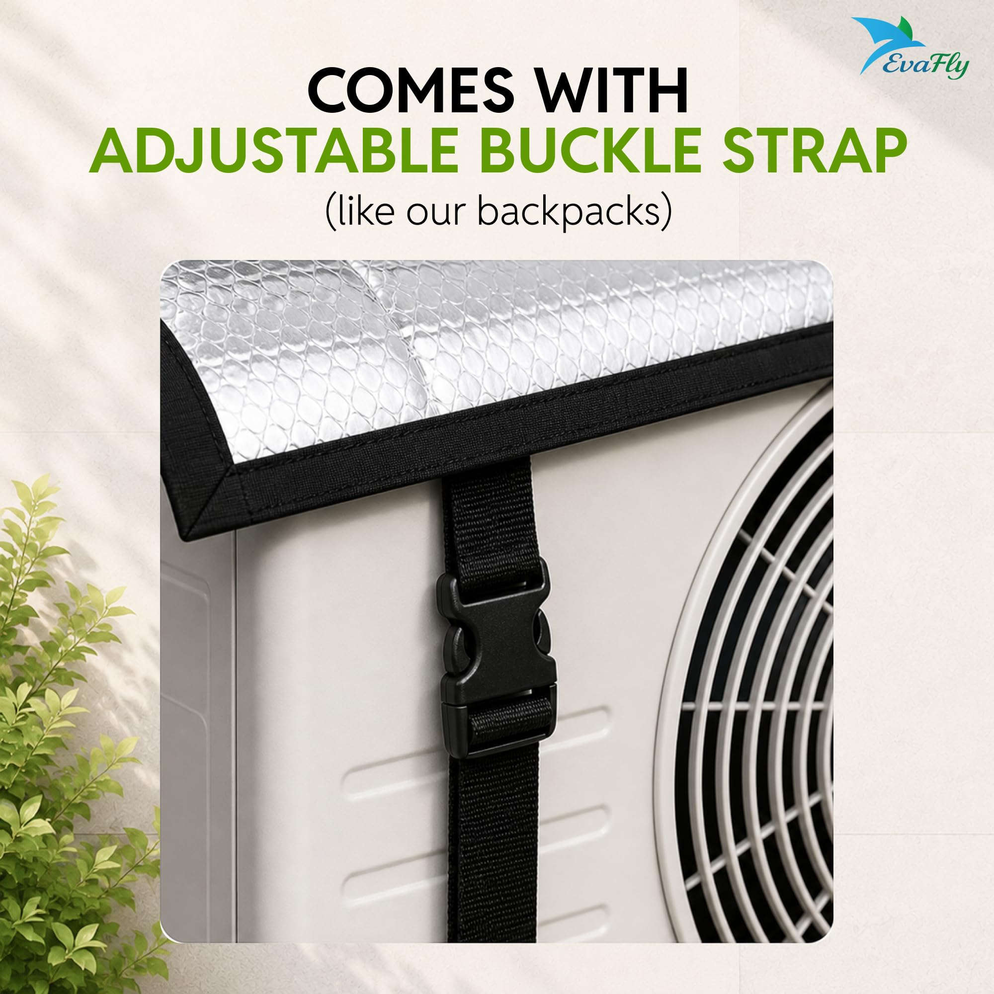 Evafly Premium Aluminium AC Outdoor Protector Cover | lightweight | All-Weatherproof, Heat-Resistant Split AC Protector For 1.5 / 2 Ton Outdoor Units | Enhances Performance & Durability | 109×50 cm