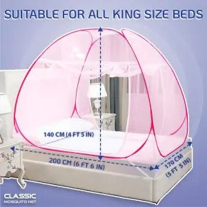Mosquito Net for Double Bed/Queen Size(200x170x140cms)-Full Pink