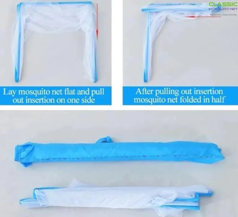 Mosquito Net for Single Bed/5G Foldable (200x100x80cms)- Blue