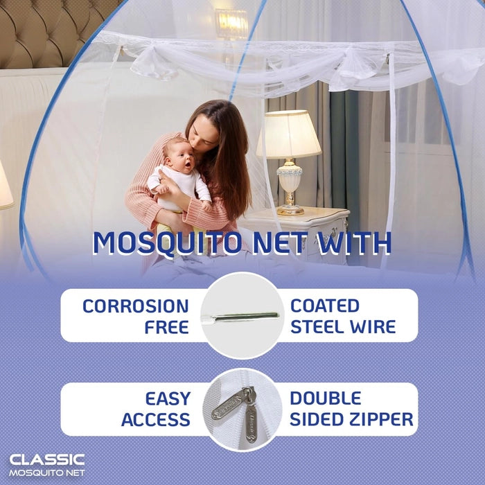 Mosquito Net for Double Bed/Queen Size(200x170x140cms)- Blue