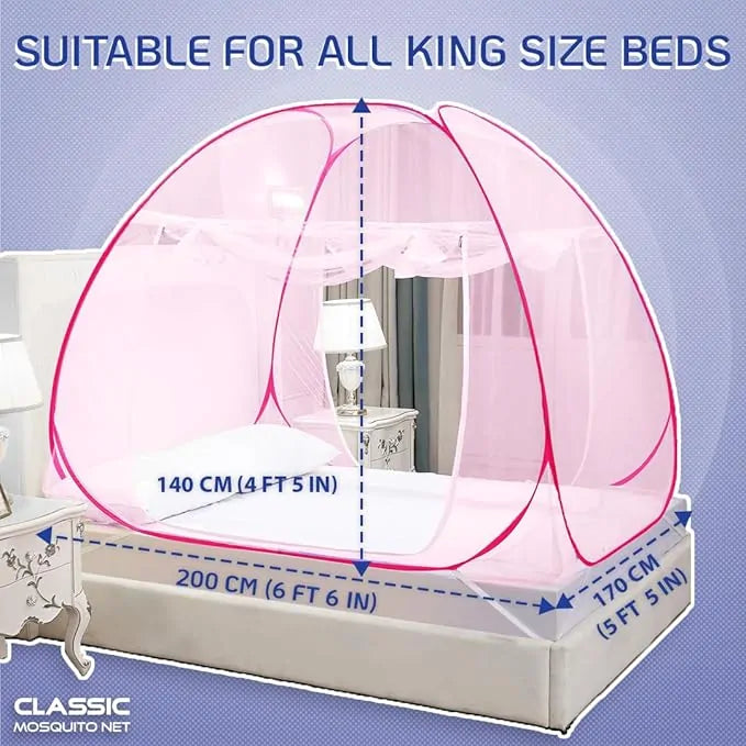 Mosquito Net for Double Bed/Queen Size(200x170x140cms)- Pink