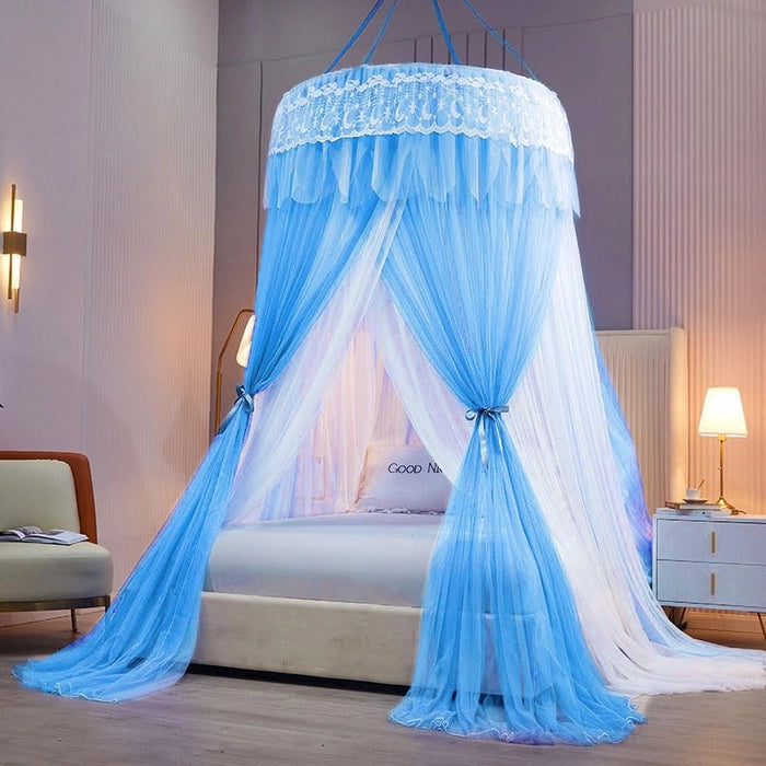 Blue Double Layer Royal Machardani Mosquito Net for King Size Bed