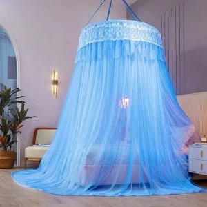Blue Double Layer Royal Machardani Mosquito Net for King Size Bed