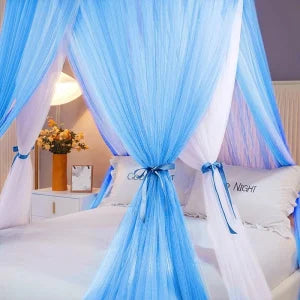 Blue Double Layer Royal Machardani Mosquito Net for King Size Bed