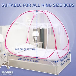 Mosquito Net for Double Bed/King Size(200x200x145cms)- Pink