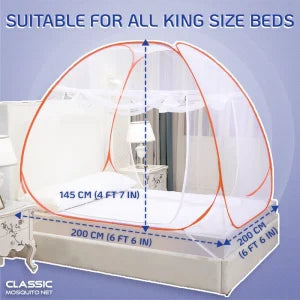 Mosquito Net for Double Bed/King Size(200x200x145cms)- Orange