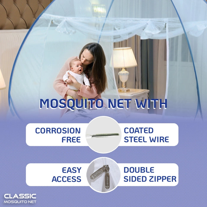 Mosquito Net for Double bed/King Size (200x200x145cms)- Full Blue