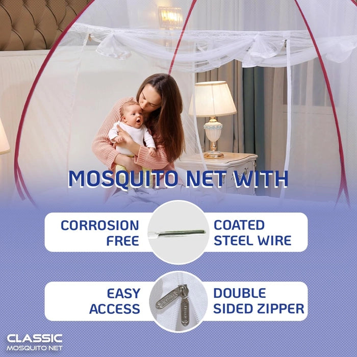 Mosquito Net for Double Bed/King Size(200x200x145cms)- Red