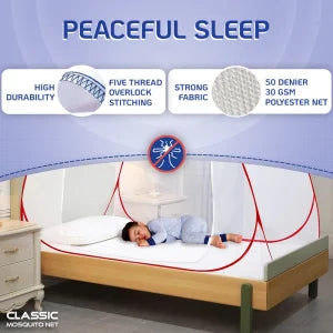 Mosquito Net for Single Bed(200x120x130cms)- Red