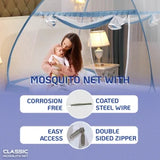 Premium Mosquito Net for Double Bed/King Size(200x200x145cms)- Blue