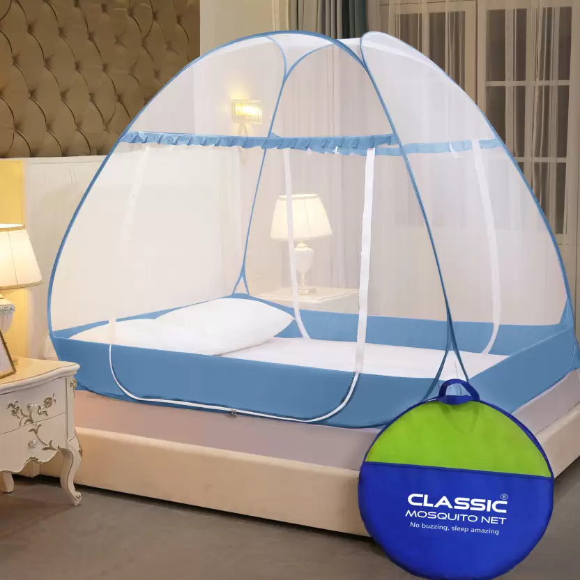 Premium Mosquito Net for Double Bed/King Size(200x200x145cms)- Blue