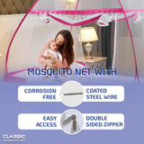 Premium Mosquito Net for Double Bed/King Size(200x200x145cms)- Pink