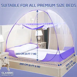 Premium Mosquito Net for Double Bed/King Size(200x200x145cms)- Purple