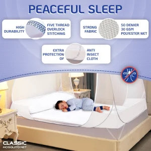 Premium Mosquito Net for Double Bed/King Size(200x200x145cms)- White