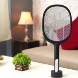 Classic Mosquito Racket Rechargeable Insect Killer Bat with UV Light, LED Light- Black
