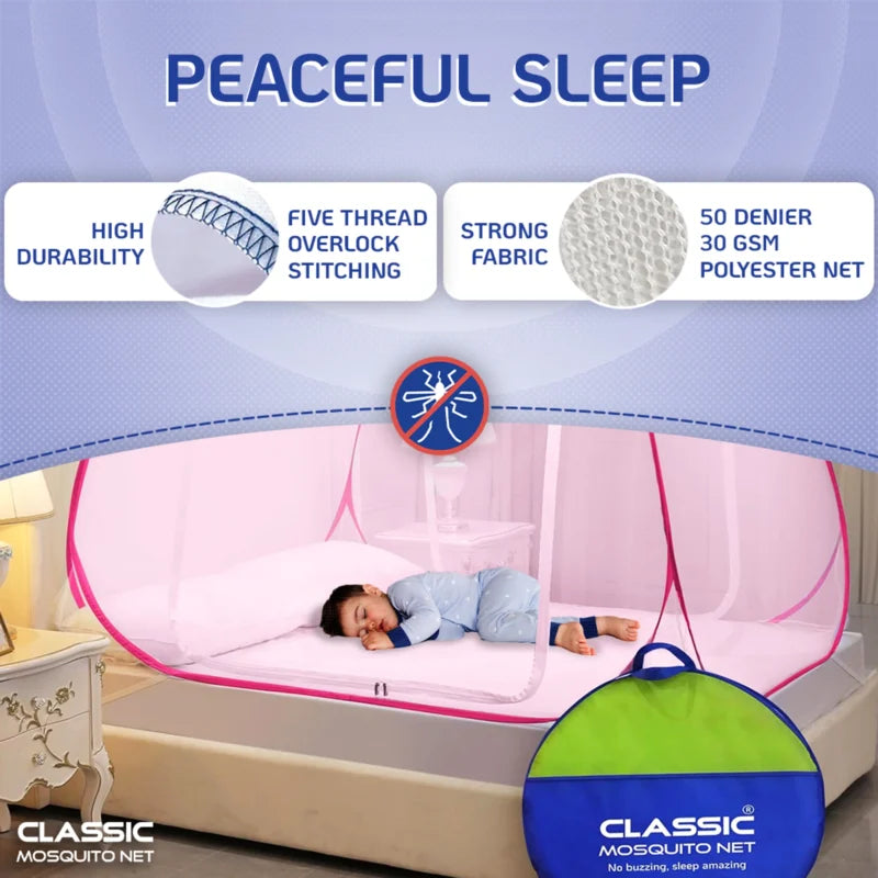 Mosquito Net for Double Bed/King Size(200x200x145cms)- Full Pink