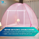 Evafly Mosquito Net for Single Bed(200x120x130cms)- Full Pink