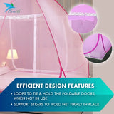 Evafly Mosquito Net for Single Bed(200x120x130cms)- Full Pink