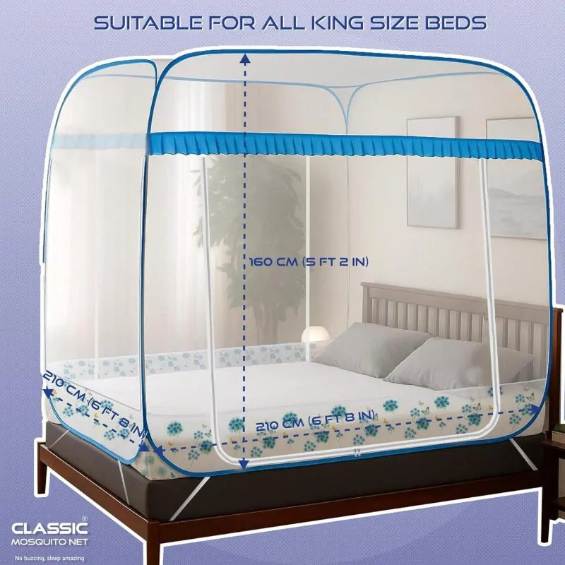 Supreme Plus King Size Mosquito Net with Stabilising Ring and 3 Zipper Doors