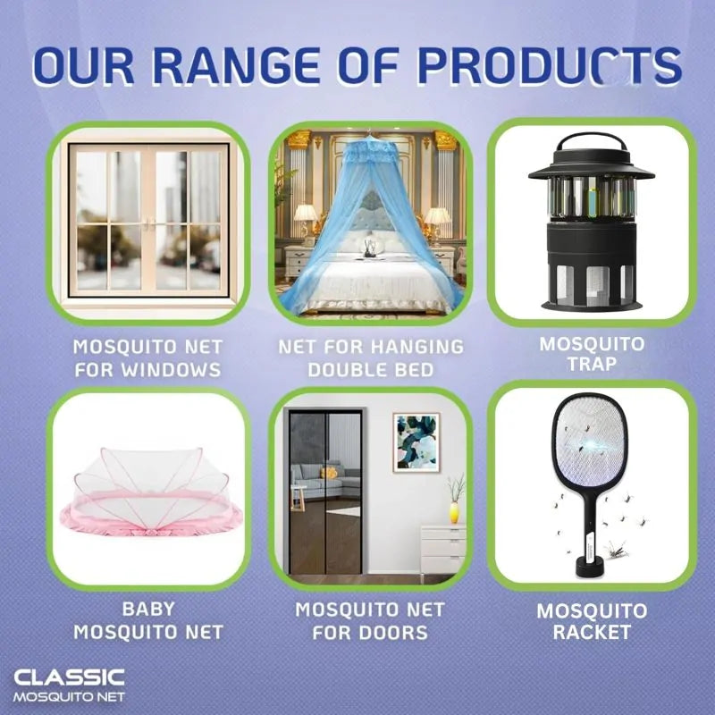 Supreme Plus King Size Mosquito Net with Stabilising Ring and 3 Zipper Doors