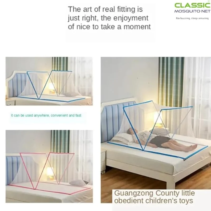 Classic Mosquito Net for Single Bed | 5G Foldable Machardani | Polyester Strong 30GSM mesh | Fiberglass Rod - Pink - 200cm(6FT 6IN) x100cm(3FT 3IN) x80cm(2FT 7IN) - Image 2